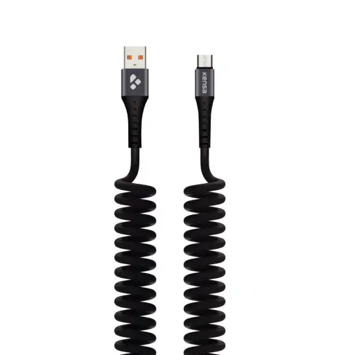 150 cm Yaylı Örgü Micro Şarj Kablosu - Füme