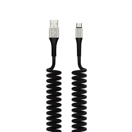 150 cm Yaylı Örgü Micro Şarj Kablosu - Gri