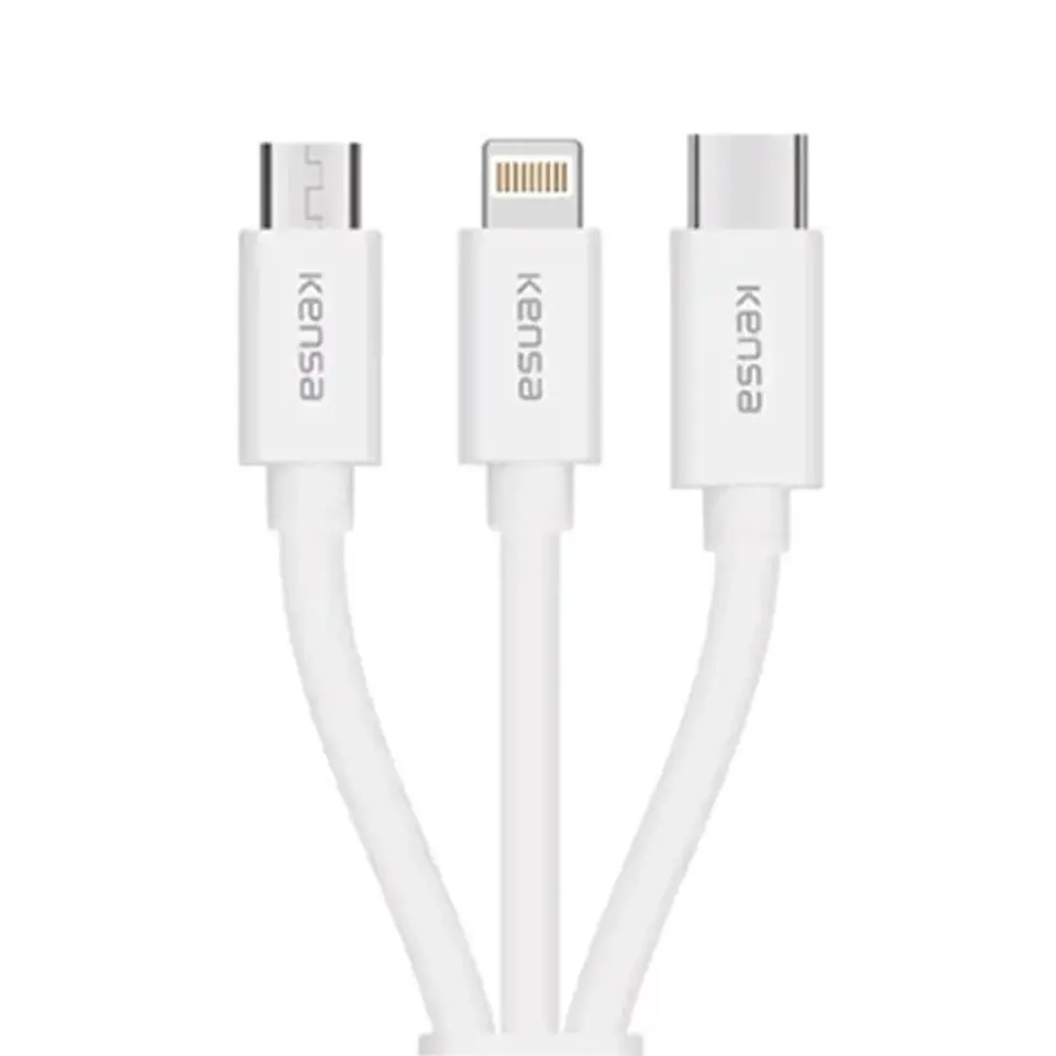 15W TRIO (USB-C+Lightning+Micro) Şarj Başlığı + Kablo