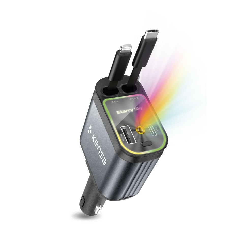 4’ü 1 Arada 100W LED Atmosfer Işıklı Araç Şarj Cihazı