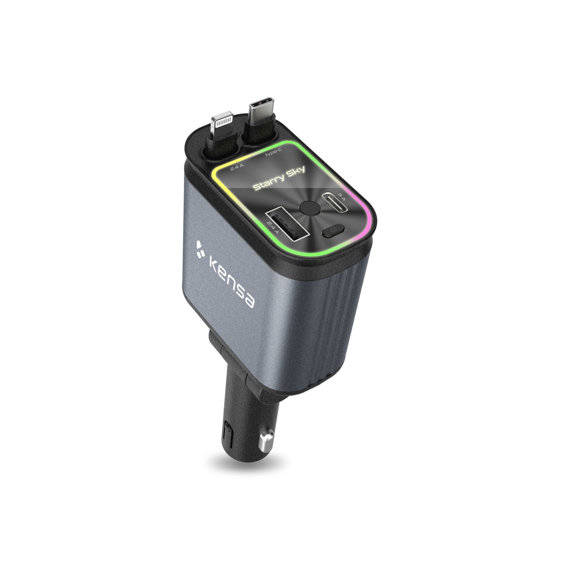 4’ü 1 Arada 100W LED Atmosfer Işıklı Araç Şarj Cihazı