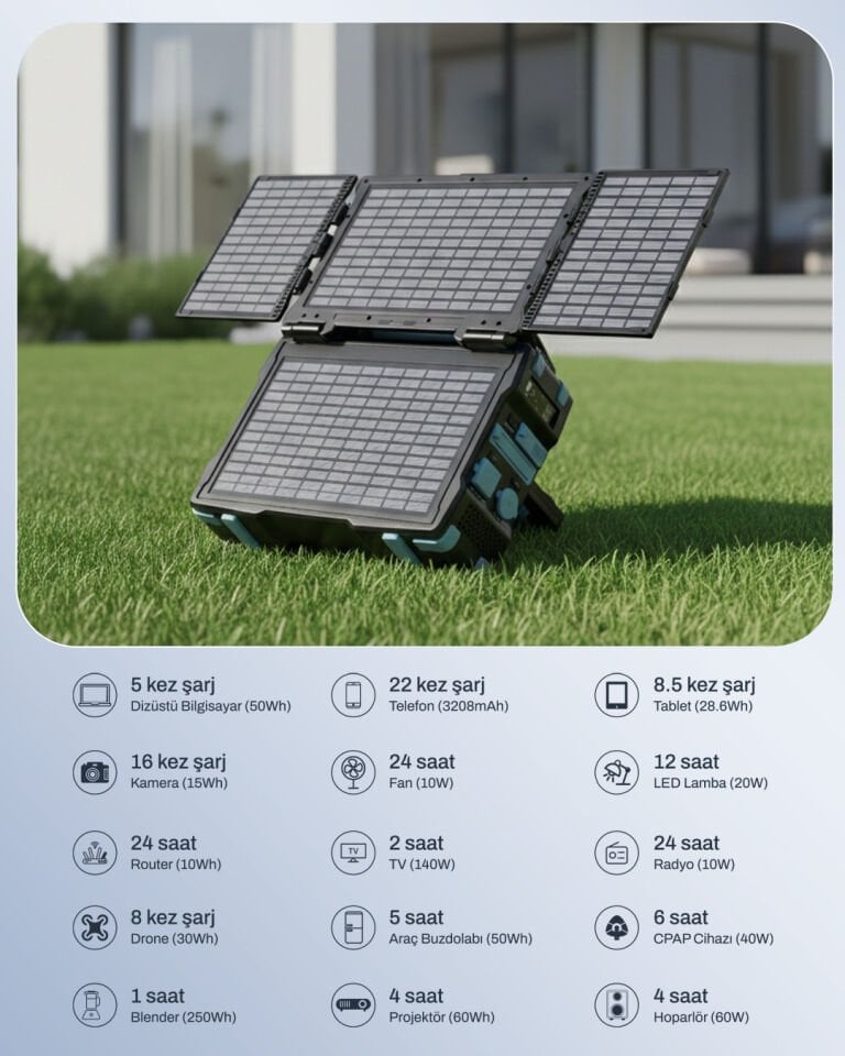 Entegre 30W Güneş Panelli 300W Taşınabilir Güç İstasyonu