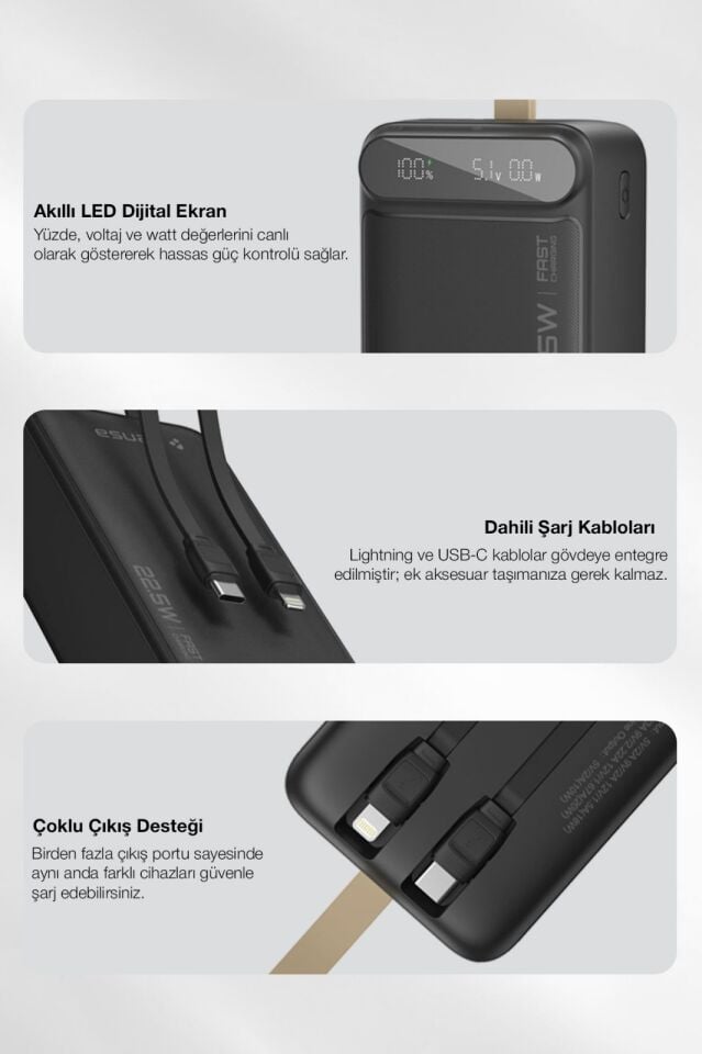 30.000 mAh Hızlı Şarj Powerbank