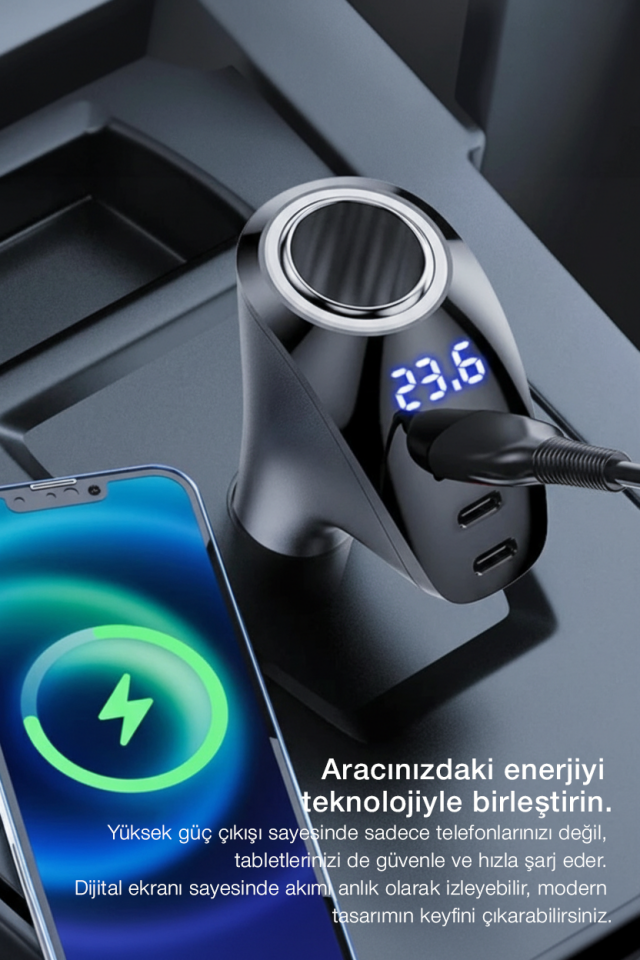 90W Çok Portlu Araç Şarj Cihazı