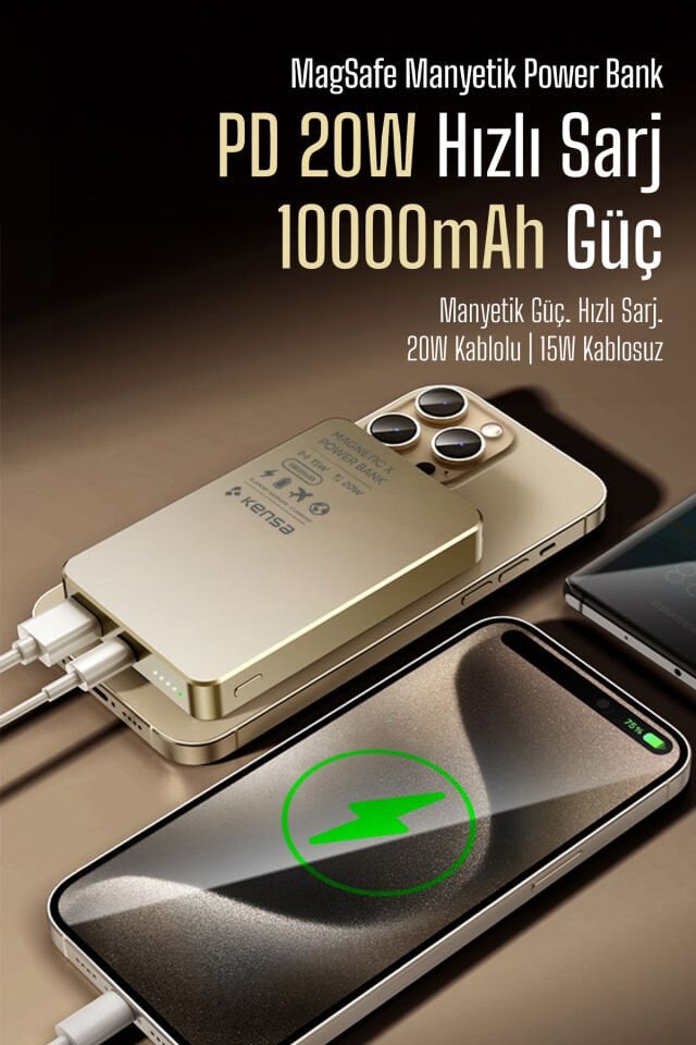 10.000 mAh Manyetik Kablosuz Powerbank