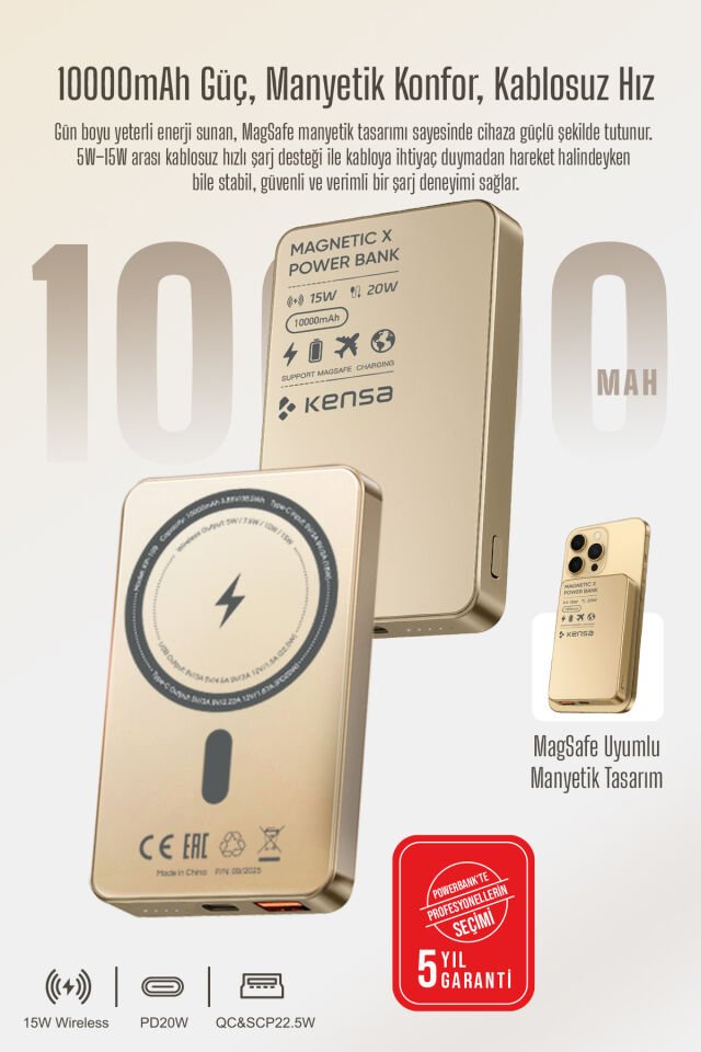 10.000 mAh Manyetik Kablosuz Powerbank