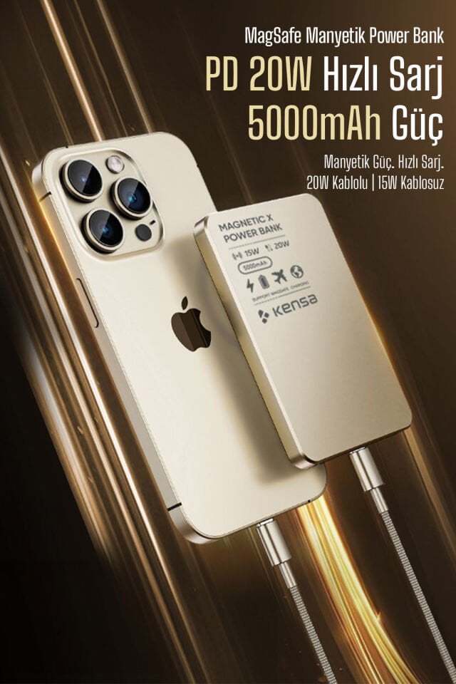 5000 mAh Manyetik Kablosuz Powerbank