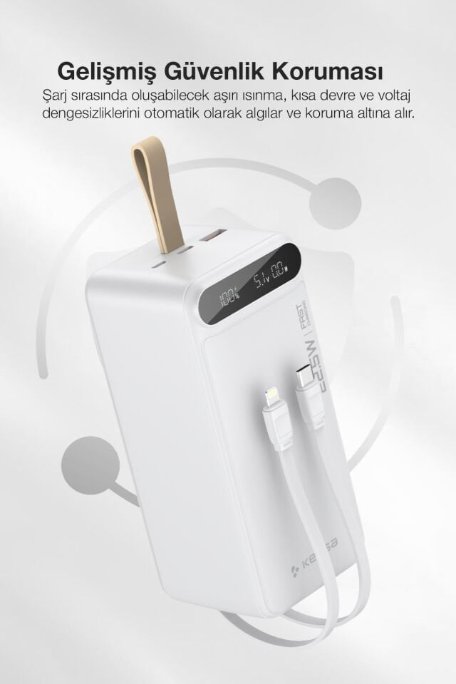 50.000 mAh Hızlı Şarj Powerbank Beyaz
