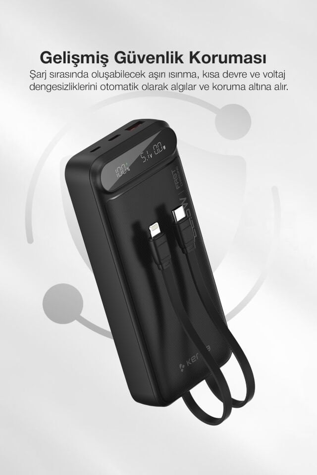20.000 mAh Hızlı Şarj Powerbank Siyah