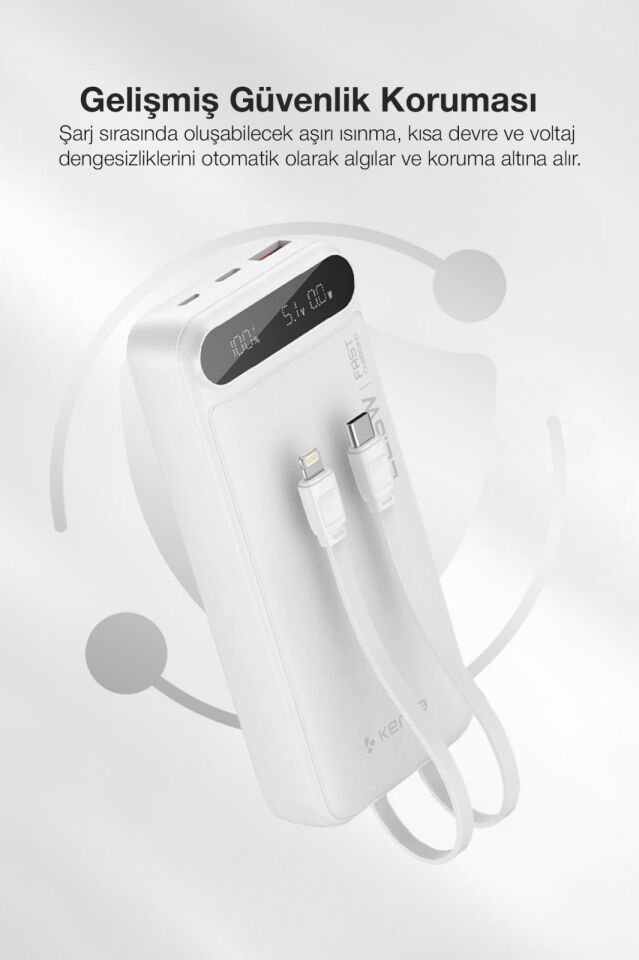 20.000 mAh Hızlı Şarj Powerbank Beyaz