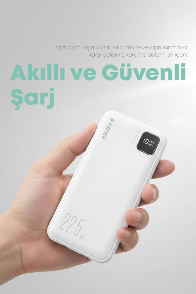 10.000 mAh Hızlı Şarj Powerbank Beyaz