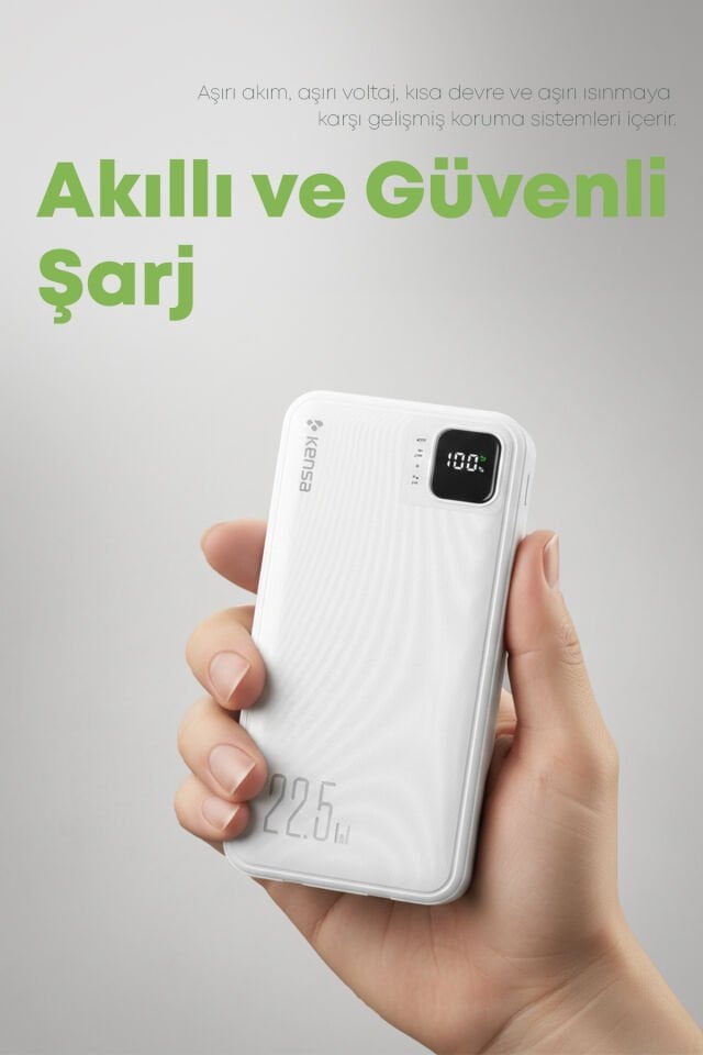 20.000 mAh Hızlı Şarj Powerbank Beyaz
