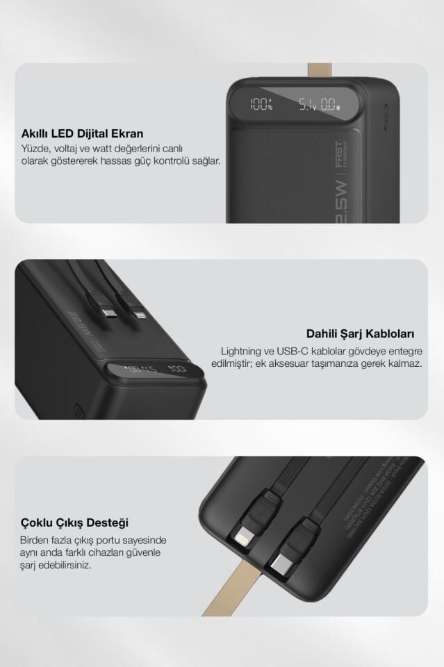 50.000 mAh Hızlı Şarj Powerbank Siyah