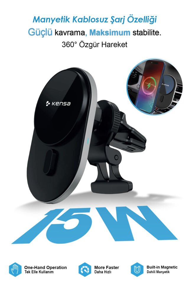 15W Araç İçi Kablosuz Şarj Standı