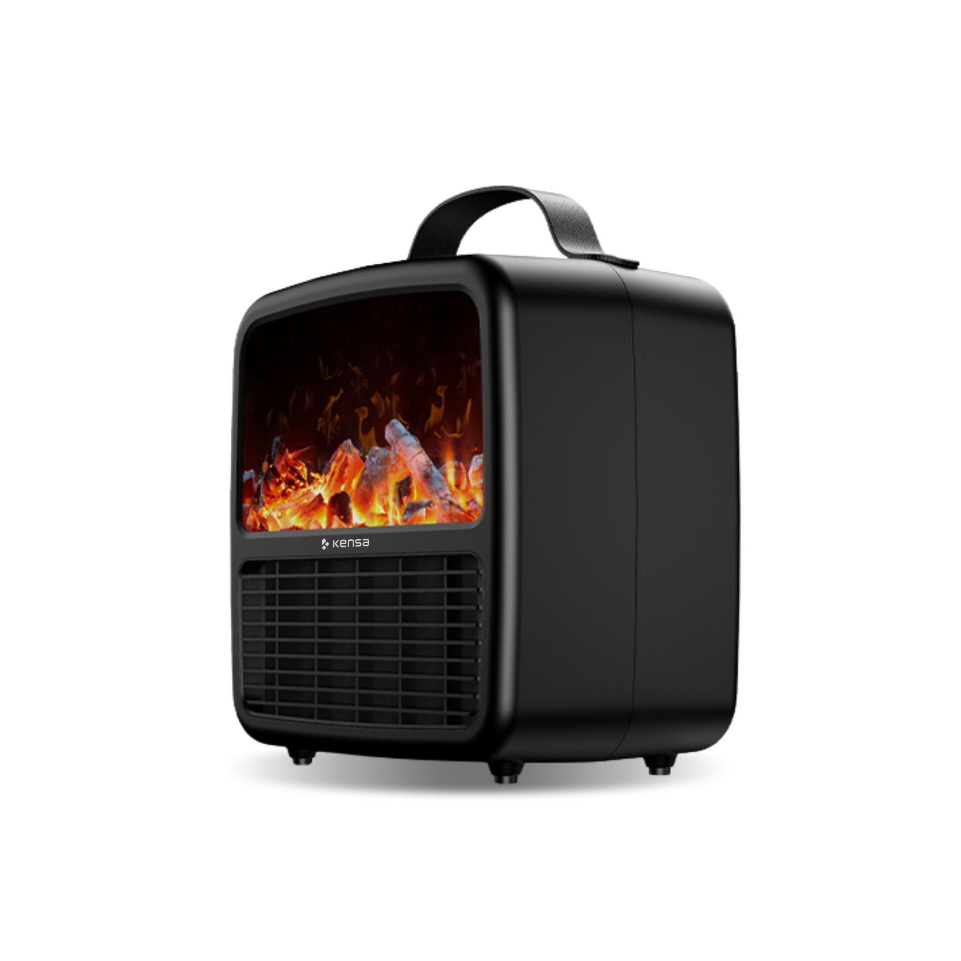 2000W 3D Alev Efektli Mini Elektrikli Isıtıcı Siyah