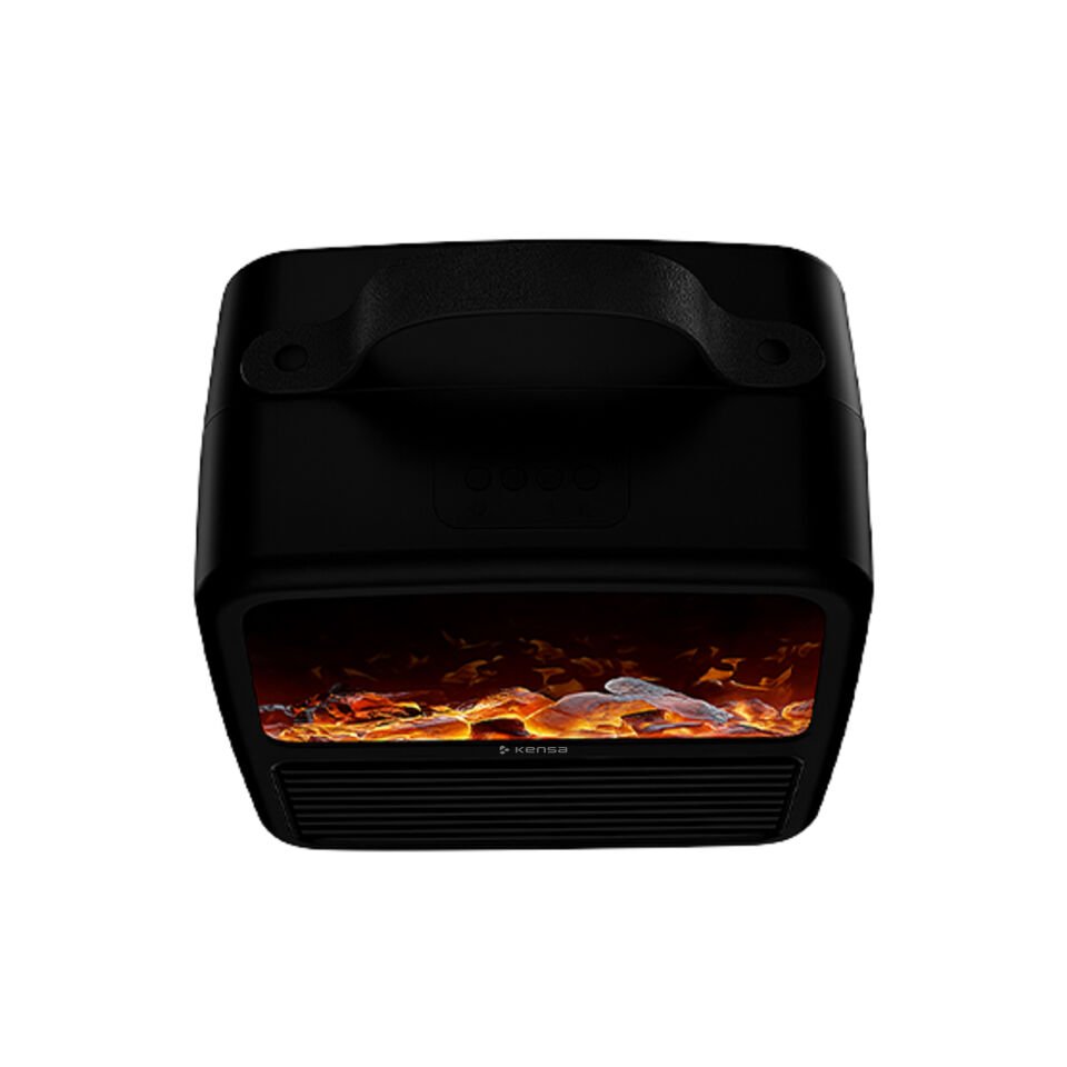 2000W 3D Alev Efektli Mini Elektrikli Isıtıcı Siyah