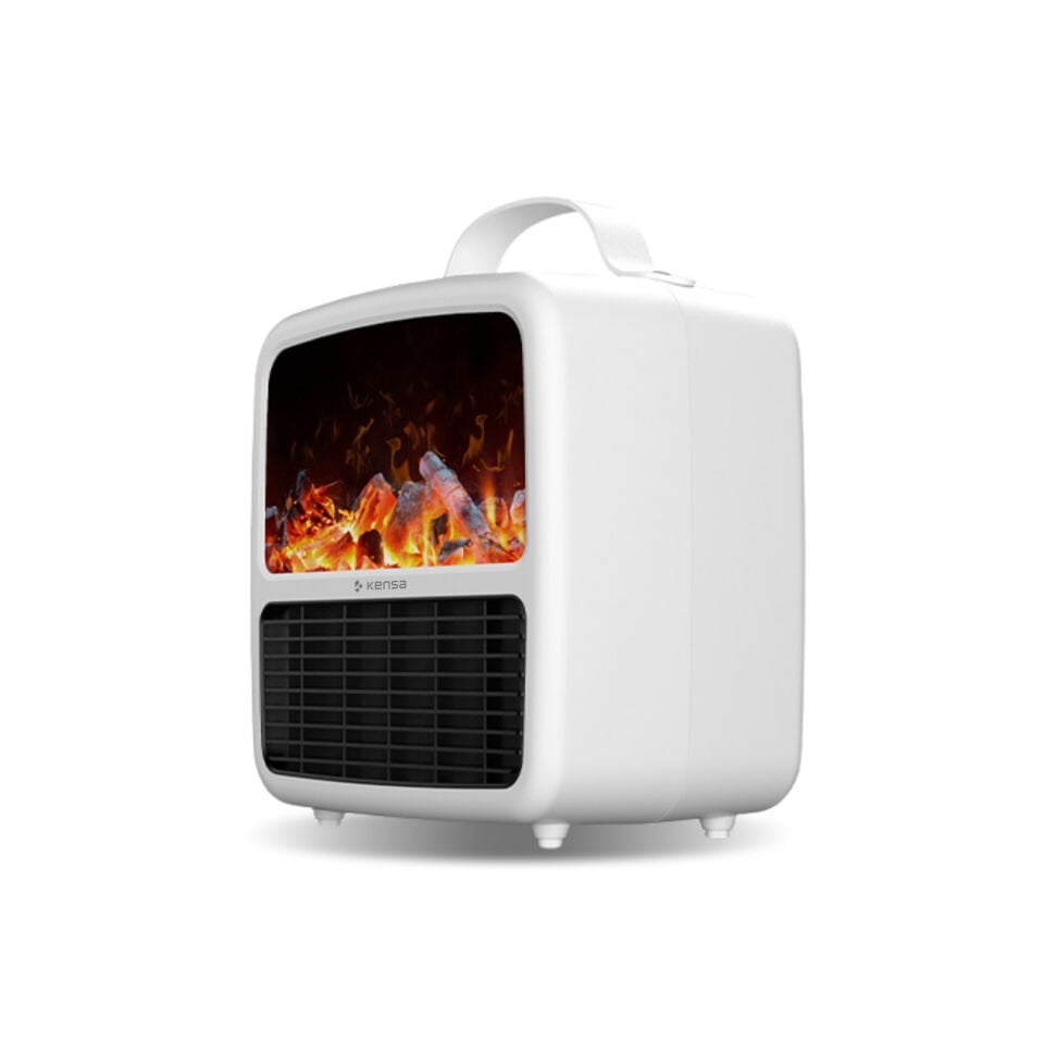 2000W 3D Alev Efektli Mini Elektrikli Isıtıcı Beyaz