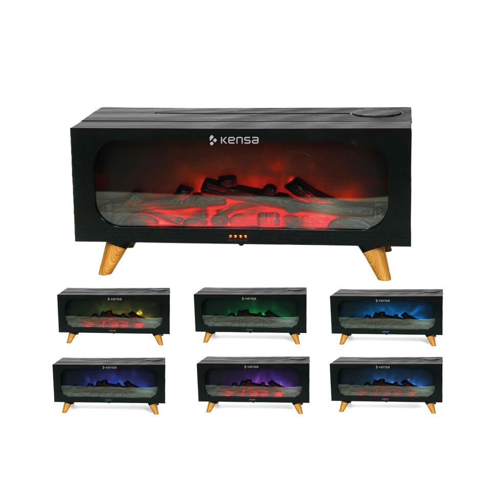 Şömine Alev Efektli Aromaterapi Nemlendirici Siyah