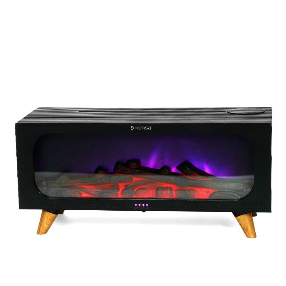 Şömine Alev Efektli Aromaterapi Nemlendirici Siyah