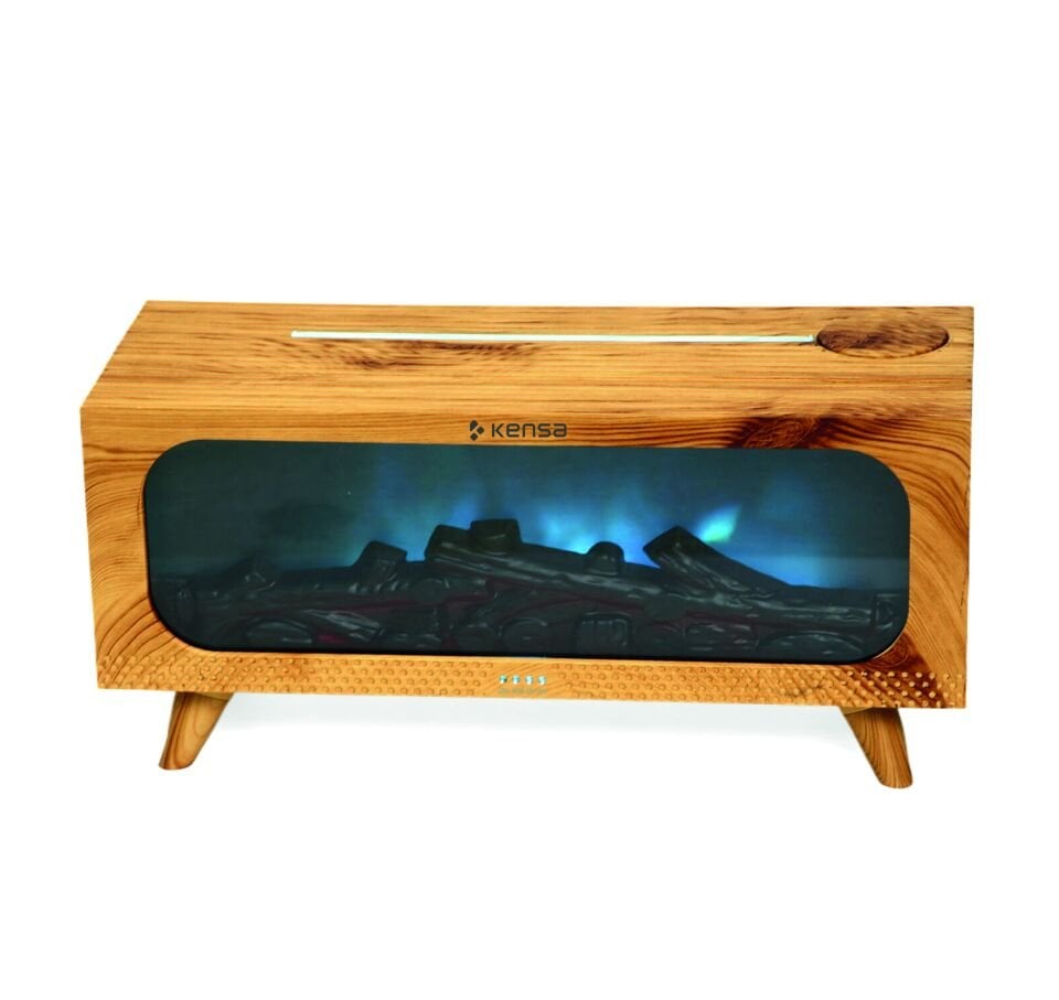 Şömine Alev Efektli Aromaterapi Nemlendirici Ahşap