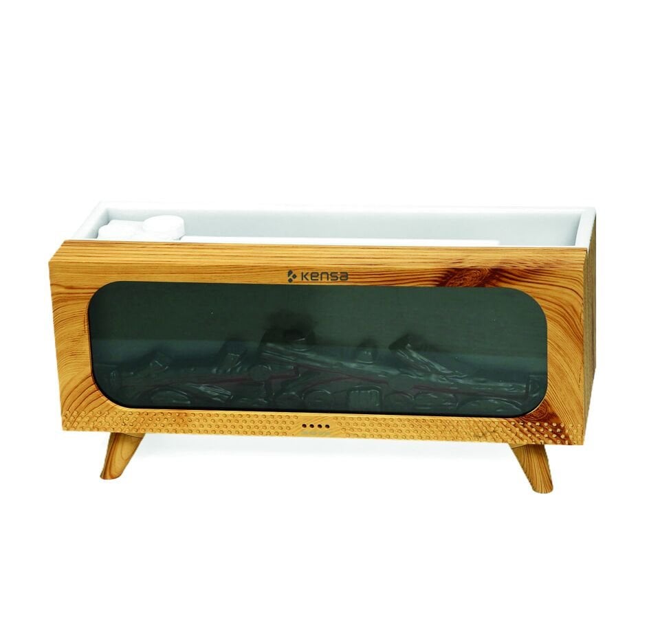 Şömine Alev Efektli Aromaterapi Nemlendirici Ahşap