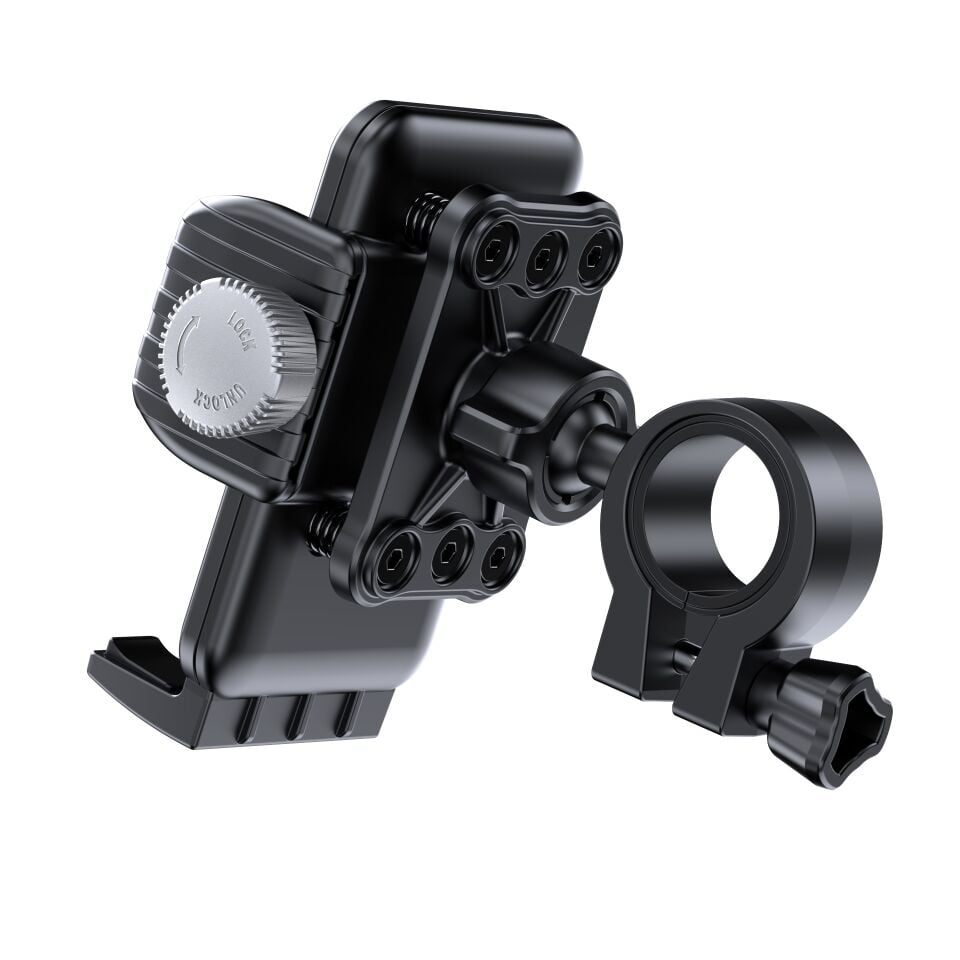 Motosiklet Telefon Tutucu - Titreşim Emici & Kilit Sistemli