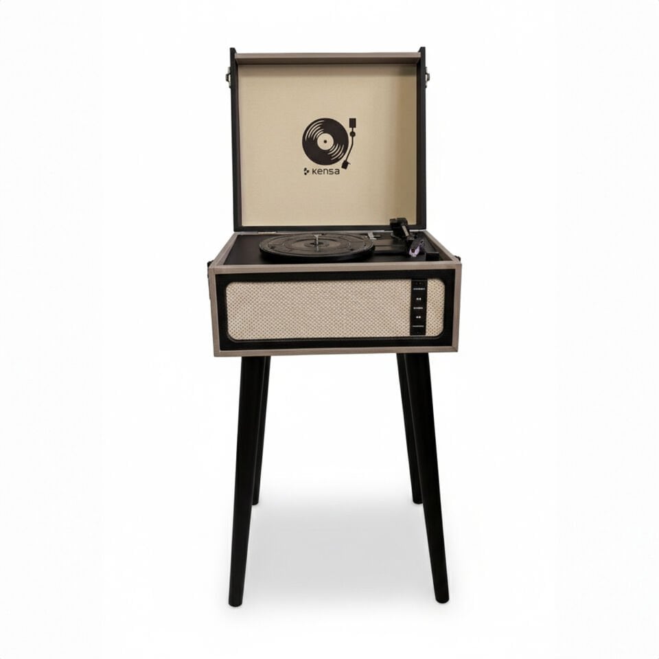 Retro Bluetooth Pikap Speaker 3 Hızlı Plak Çalar Gri