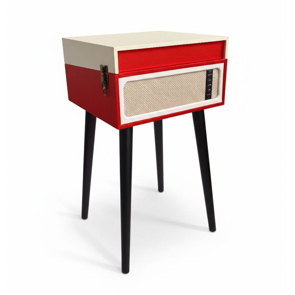 Retro Bluetooth Pikap Speaker 3 Hızlı Plak Çalar Kırmızı