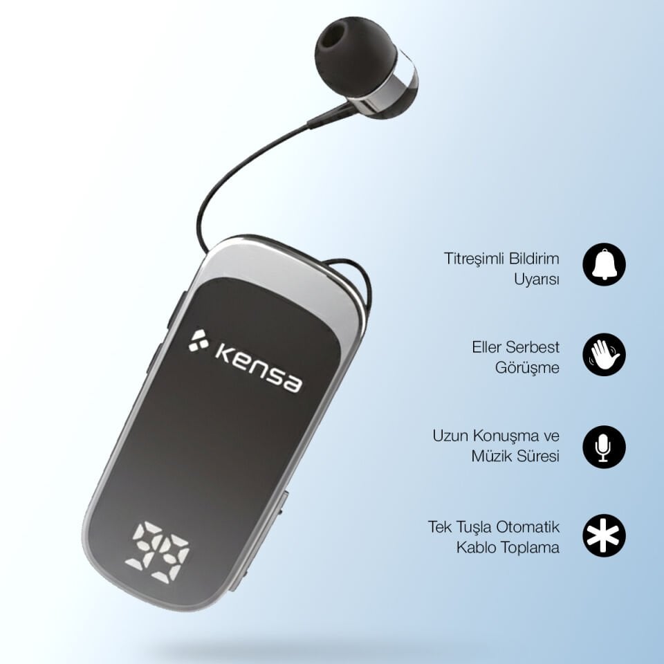 Makaralı Bluetooth Kulaklık Gri