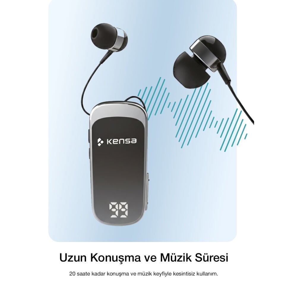Makaralı Bluetooth Kulaklık Gri