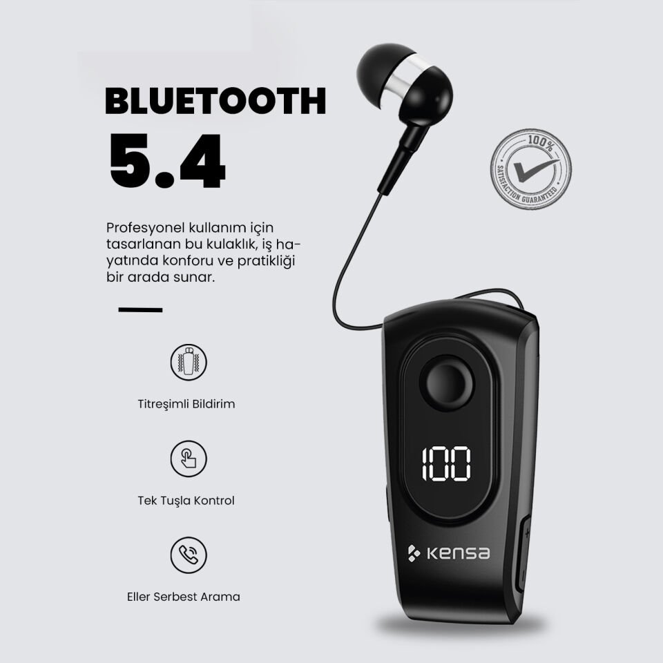 Makaralı Bluetooth Kulaklık Siyah