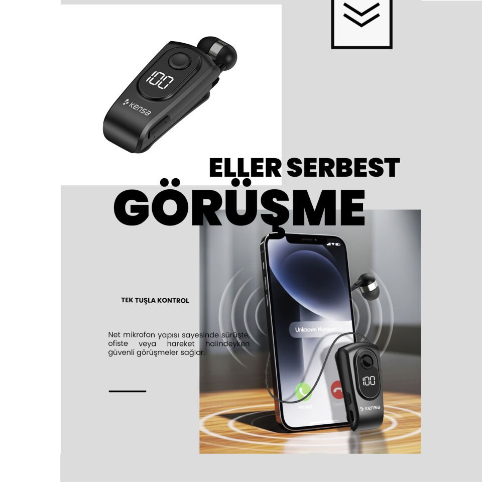 Makaralı Bluetooth Kulaklık Siyah