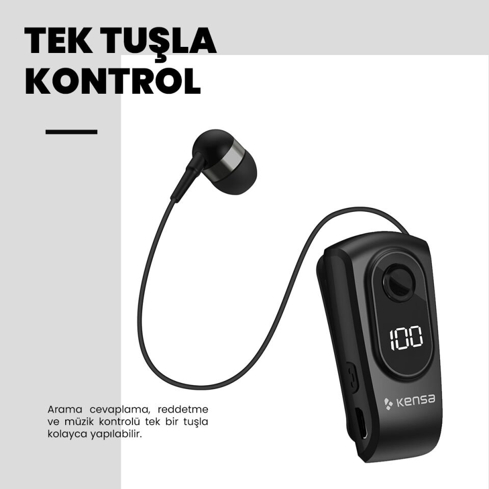 Makaralı Bluetooth Kulaklık Siyah