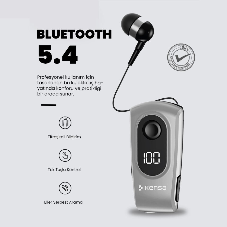 Makaralı Bluetooth Kulaklık Gri