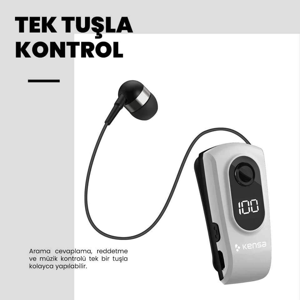 Makaralı Bluetooth Kulaklık Gri