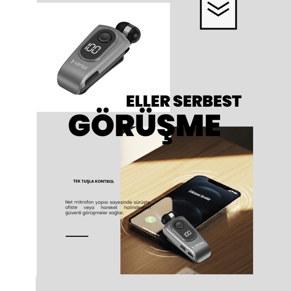 Makaralı Bluetooth Kulaklık Koyu Gri