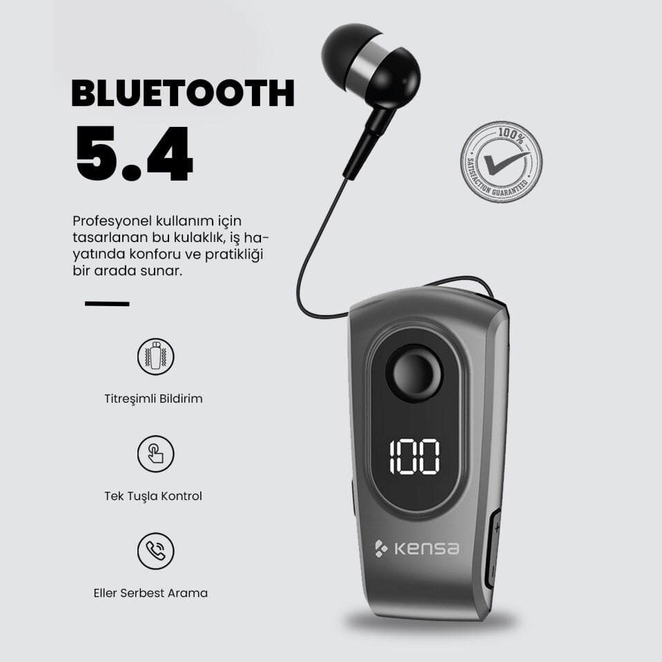 Makaralı Bluetooth Kulaklık Koyu Gri