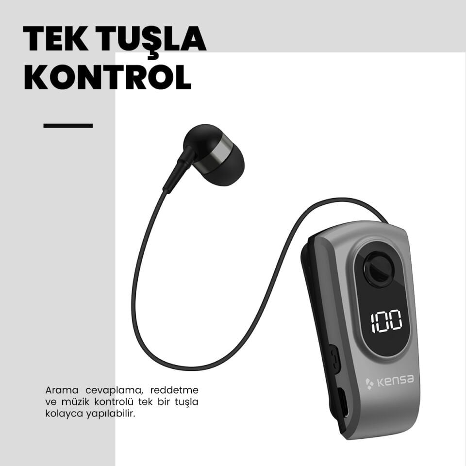 Makaralı Bluetooth Kulaklık Koyu Gri
