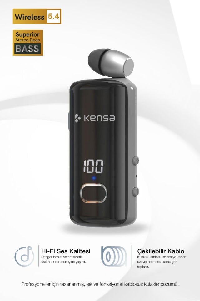 Makaralı Bluetooth Kulaklık Gri