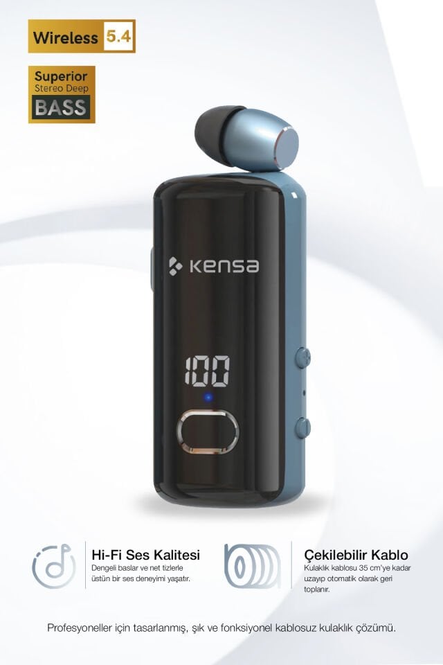 Makaralı Bluetooth Kulaklık Mavi