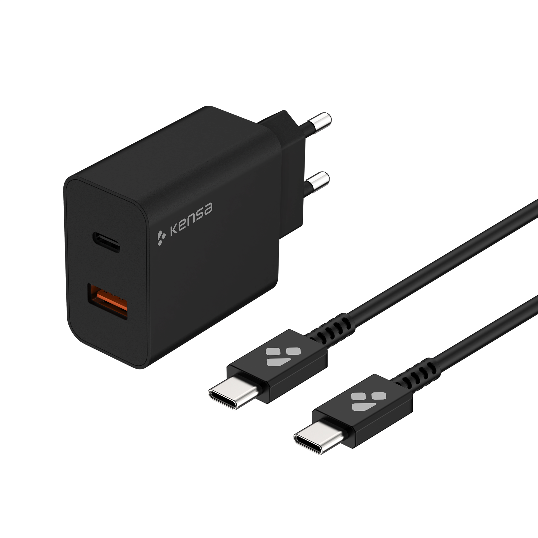 Çift Çıkışlı 35W Hızlı Şarj Seti (USB-C + USB-A) Siyah