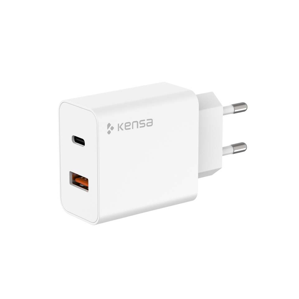 Çift Çıkışlı 35W Hızlı Şarj Adaptörü (USB-C + USB-A) Beyaz