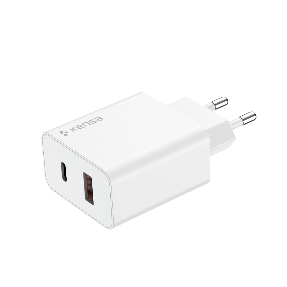 Çift Çıkışlı 35W Hızlı Şarj Adaptörü (USB-C + USB-A) Beyaz