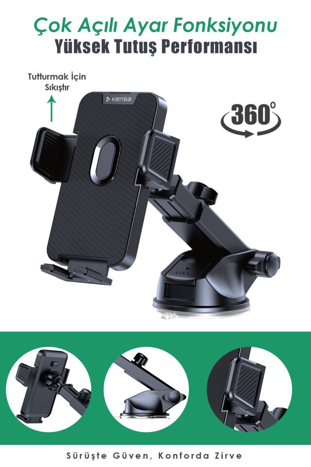 Vantuzlu Araç İçi Telefon Tutucu