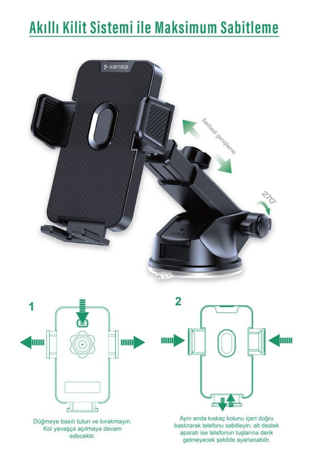 Vantuzlu Araç İçi Telefon Tutucu