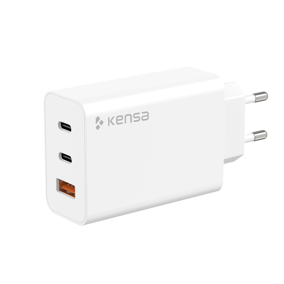 65W Çoklu Girişli Hızlı Şarj Adaptörü Beyaz