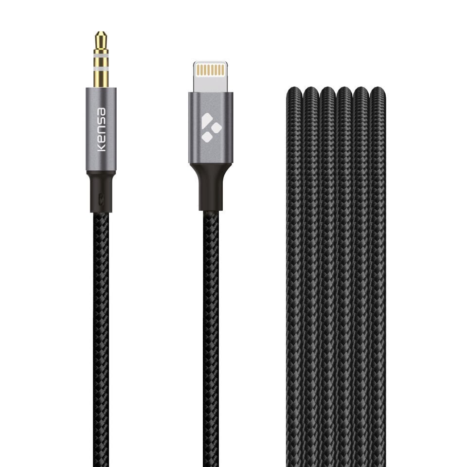 Lightning'den 3.5 mm'ye Stereo Aux Kablosu Siyah