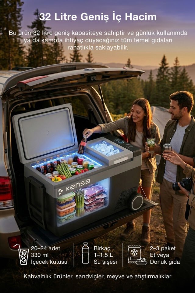 32L Buz Üreten Çift Bölmeli Araç Buzdolabı