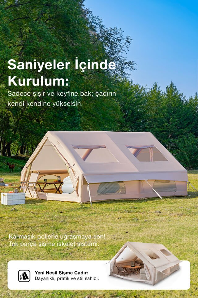 12 Kişilik Dev Kapasiteli Şişme Kamp Çadırı