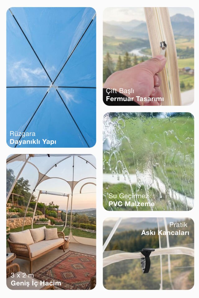 3-4 Kişilik Panoramik Şeffaf Kamp Çadırı
